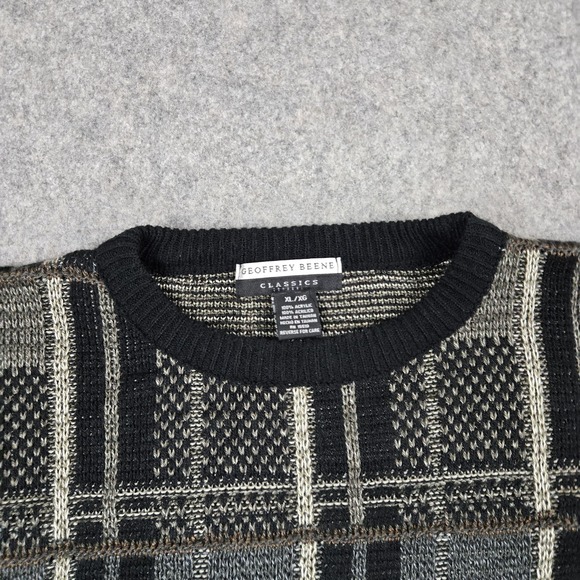 Vintage Geoffrey Beene Sweater Mens XL Gray Multicolor Color Block Grandpa - Picture 4 of 12
